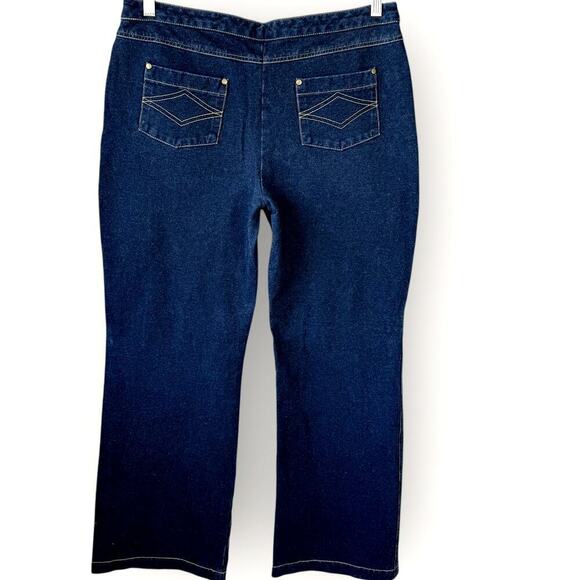 Pajama Jeans Bootcut Mid Rise Terry Stretch Pullon Drawstring Jeans Size L Blue - Picture 3 of 15